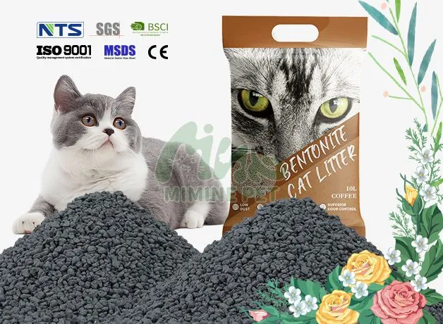 Наполнитель для кошачьих туалетов с активированным углем и бентонитом, не содержащий пыли